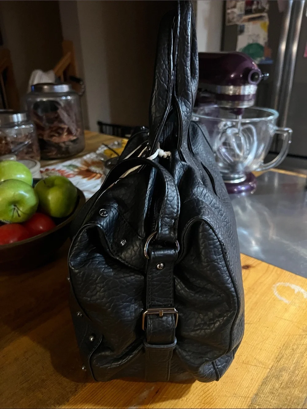 Jessica Simpson Black Pebbled Glenda Satchel Black (meteorite) new with tags